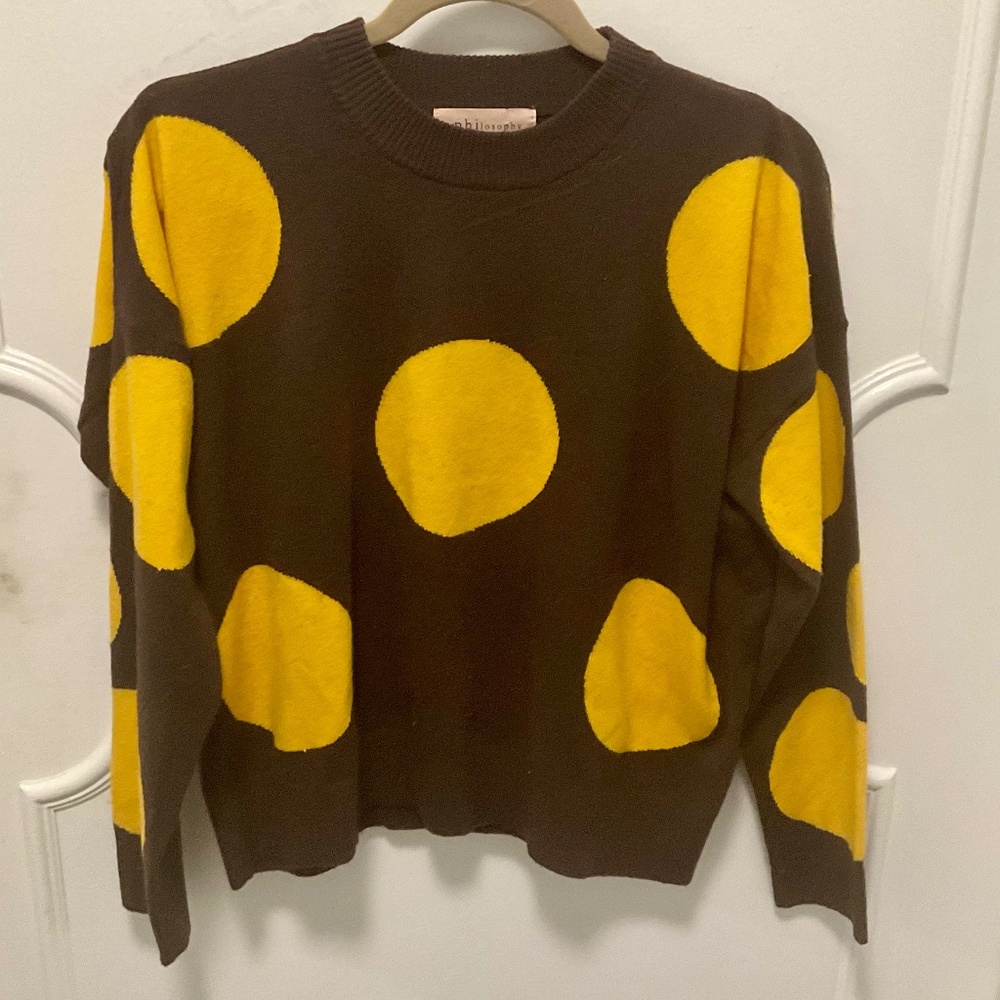 Dark Brown Large Pokadot Wool Blend Sweater